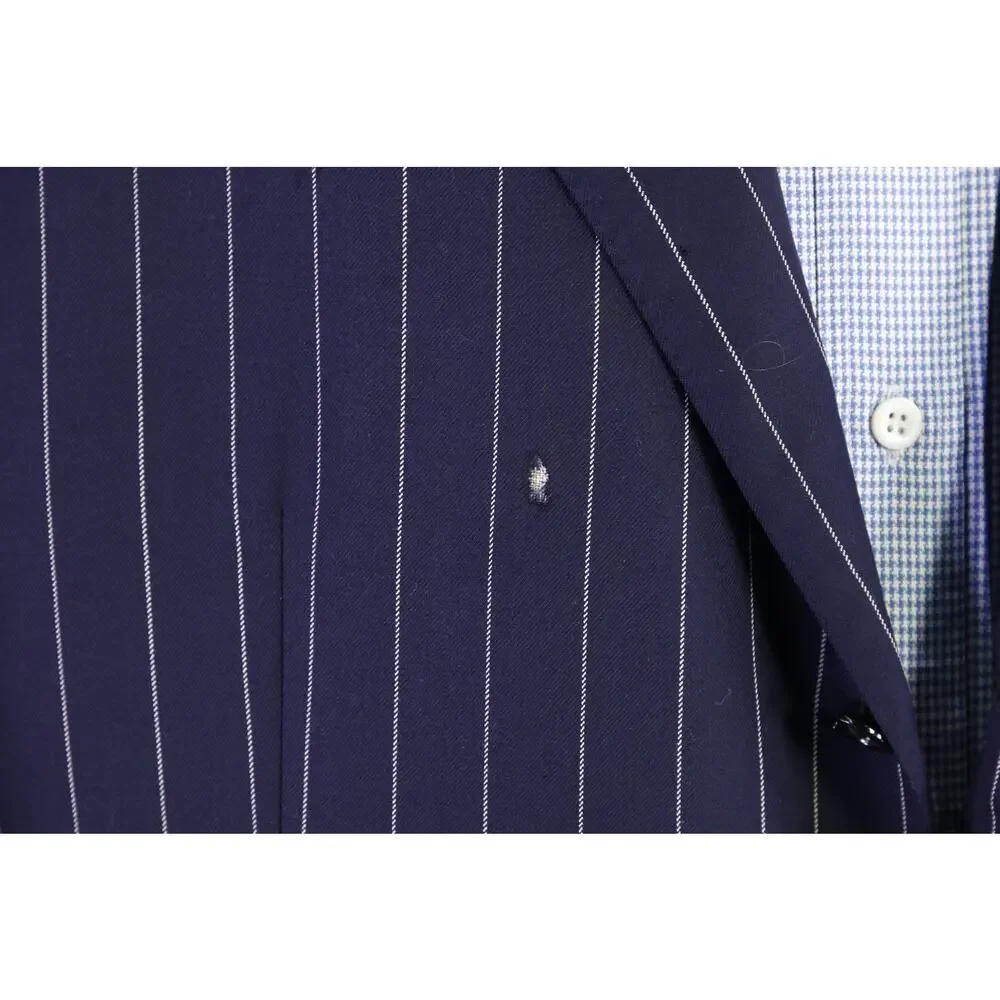 Ralph Lauren Purple Label Navy Blue Pinstripe 2-Btn Suit Jacket Blazer 42L